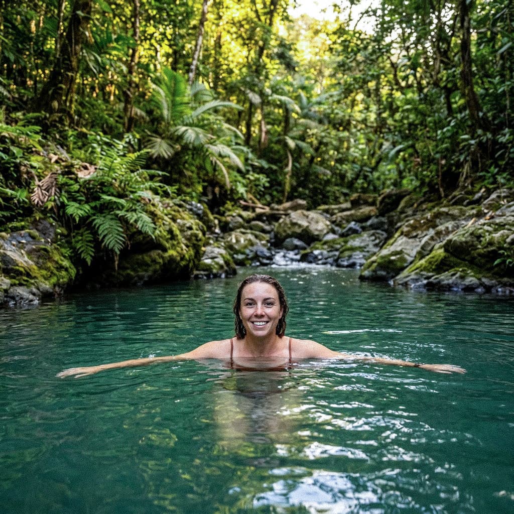 Social Media Travel Blogger swimming in water